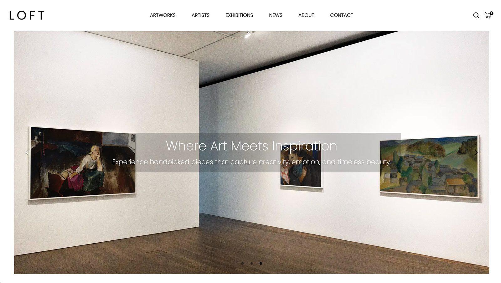 LOFT gallery website — Where Art Meets Inspiration