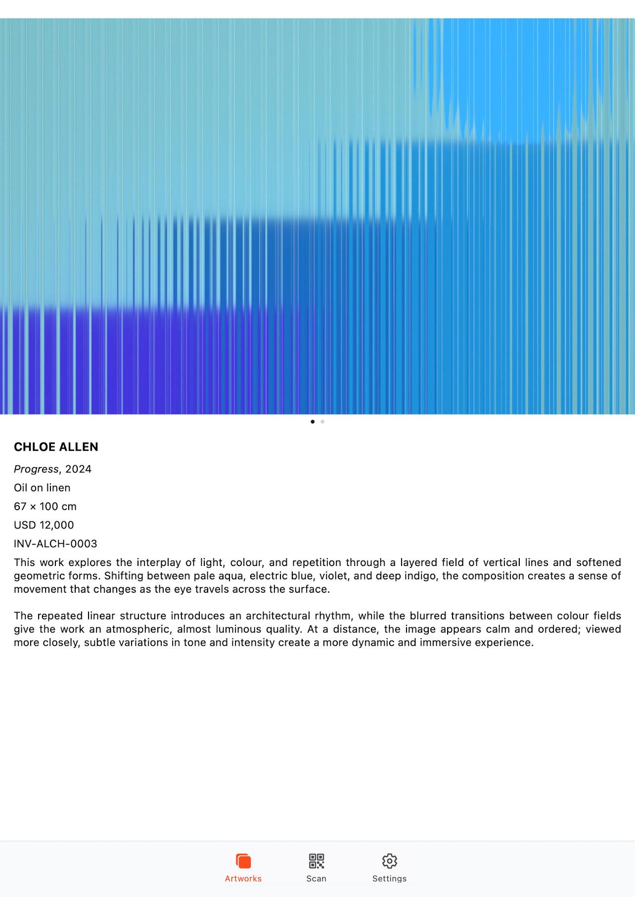 AG Folio in presentation mode — artwork detail for Chloe Allen, Progress, 2024.