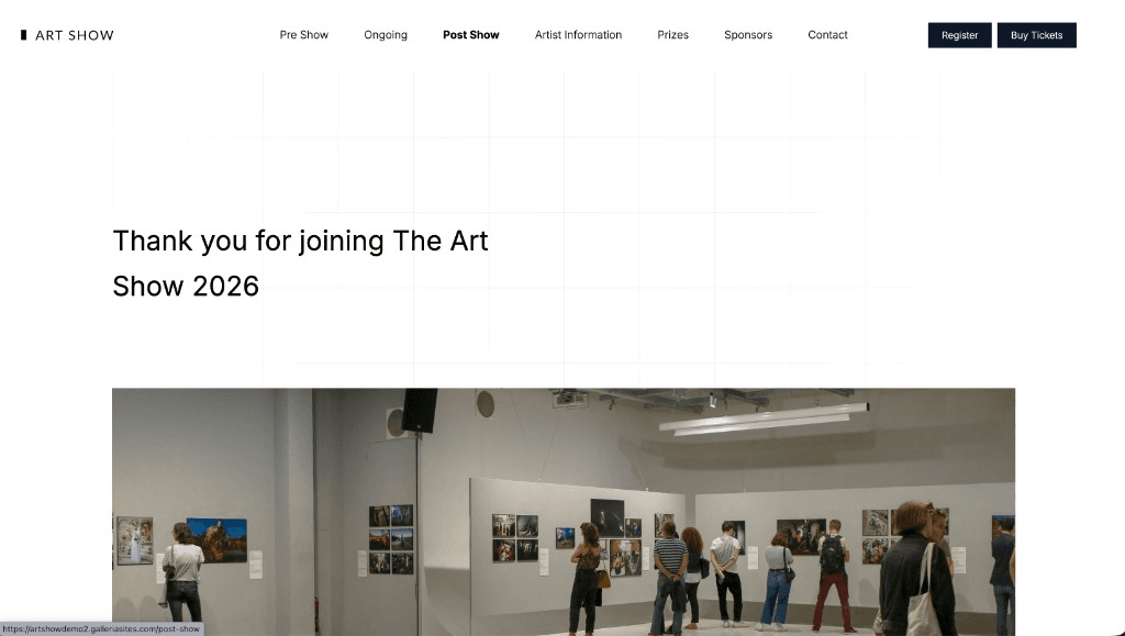 Art Show 2026 post-show website