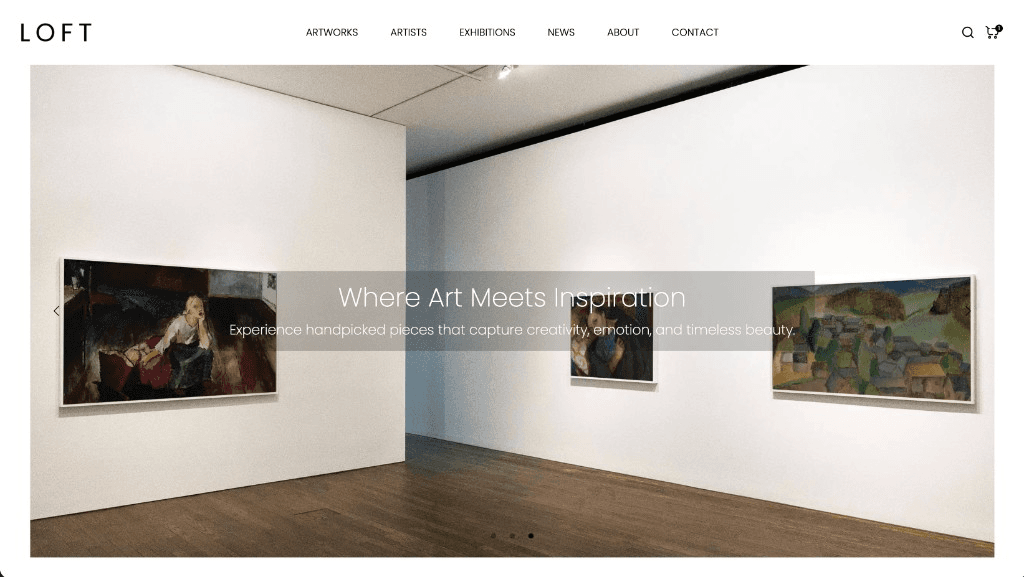 LOFT gallery website — Where Art Meets Inspiration