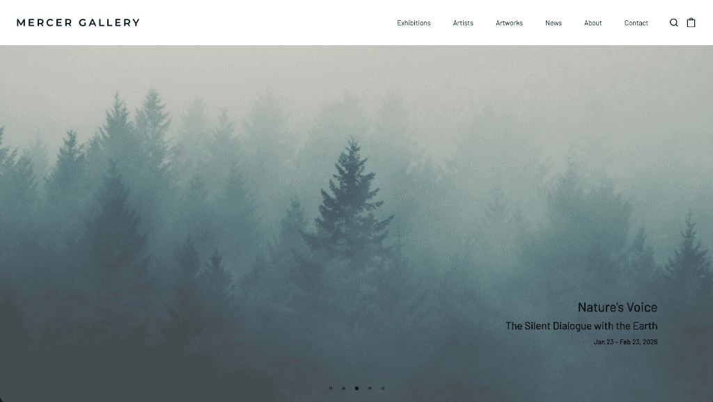 Mercer Gallery website — Nature's Voice exhibition hero